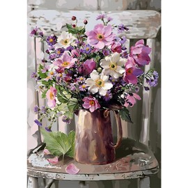 QINRUBB Colourful Flower Diamond Painting Adults, 5D Diamond Painting Pictures Beginners, DIY Round Full Drill Vintage Diamond Painting Embroidery Set Cross Stitch Gifts Home Wall Decor 30 x 40 cm