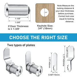 Kenning 24 Sets Cabinet Locks with Keys for Secure Drawer Mailbox RV Storage Box Replacement Lock, Zinc Alloy(1-3/8''Cylinder Length, 1.1'' Max Panel Thickness)