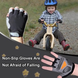 CubePlug Kids Boy Girl Cycling Climing Half Finger Gloves GEL Padded BMX Bike Fingerless [SPI] (S, Black)