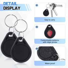 Beeveer 20 Pcs NFC Tags Keytags NFC Key Keychain Business Card Commercial Access Cards Chip Digital Programmable 504 Bytes Memory, Compatible with Mobile Phone (Black)