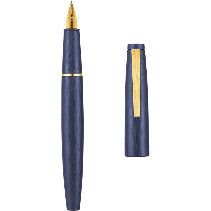 Jinhao 80 - Pluma estilográfica de fibra de carbono cepillada,