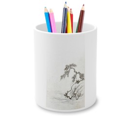 Fabulous Stifteköcher aus Keramik – japanische Prägung 3 Baum am Rand des Wassers zarte Kunst Original Vintage – 325 ml