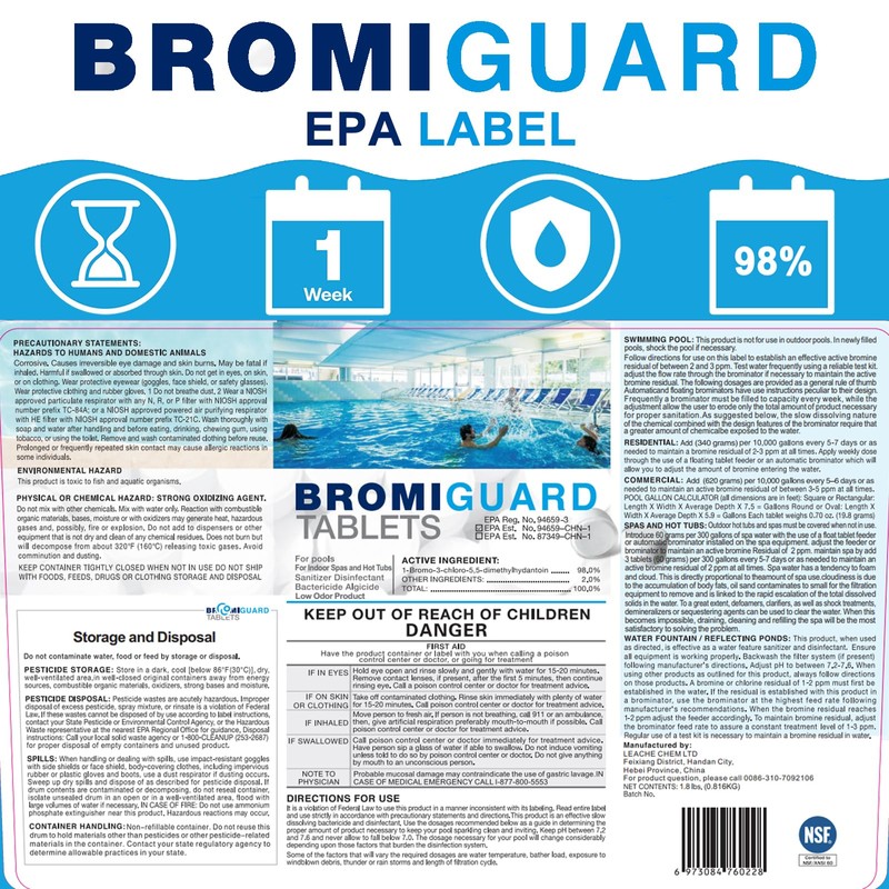 BROMIGUARD Bromine Tablets 1 Inch 1.8 Lbs for Spa Hot