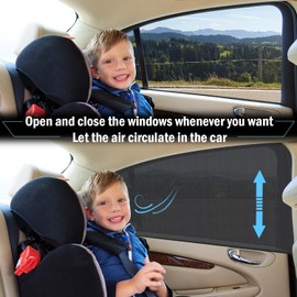 Asstikoo Baby Car Sun Protection, Car Sun Protection Baby with UV Protection, Universal Elasticity Sun Protection Car, Sun Visor Car, Car Window Sun Shade for Children, Pack of 2 (L - 50 x 110 cm)