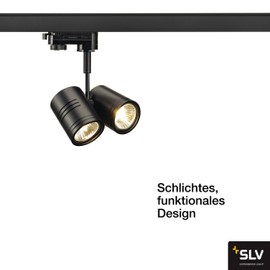SLV 3-Phase BIMA 2, LED spot, Spotlight, Ceiling, Track System, Indoor Lighting / GU10 50W Black, Aluminium, 50 W
