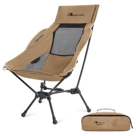 MOON LENCE High Back Folding Camping Chair, 330lbs Portable Compact Chair with Wide Seat & Ergonomic Back Support (Khaki)