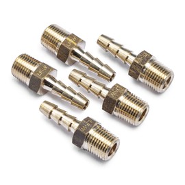 LTWFITTING LF Brass Barbed Fitting Coupler/Connector 3/16" Hose Barb x 1/8" Male NPT Fuel Gas Water (Pack of 5)