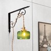 S-Cevada Vintage Plug-in Pendant Lighting Fixture with ON/Off Switch,Striped Glass