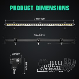 SKYWORLD 33 inch 90W Single Row LED Light Bar, Slim Spot LED Driving Work Fog Light Offroad Bar Lamp Roof Bumper Lightbar with Wiring Harness Kit for Car Tractor Truck 4x4 ATV UTV Vehicle