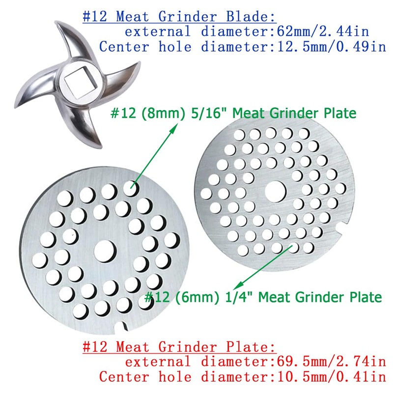 #12 Stainless Steel 1/4" Meat Grinder Plate, Heavy Duty 6mm