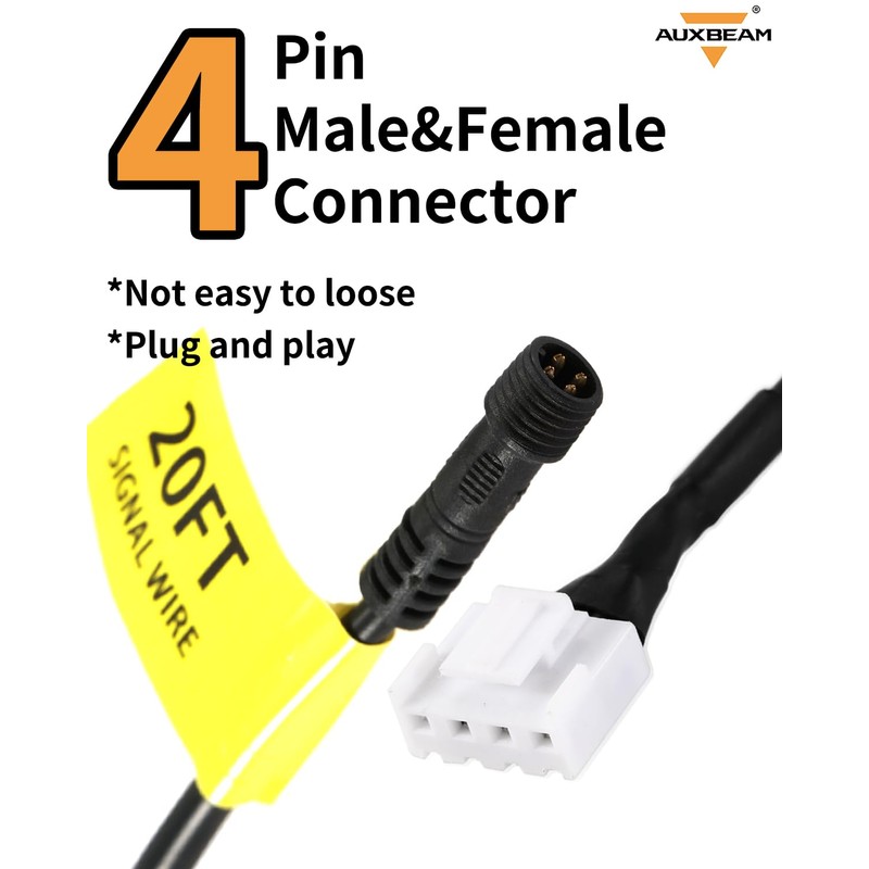 Auxbeam 20FT Signal Wire for Auxbeam Switch Panel, 4Pin Wiring