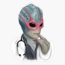 Resident Alien Thinking Dun Dun. Vinyl Window Bumper Sticker Decal 5"