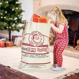 LessMo Large Santa Christmas Sack, Christmas Bag Santa Sack with Drawstring, [Place to Write Wishes] Santa Xmas Gift Packing Bags for Christmas Party Decoration (Oldman Head)