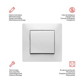 Famatel EM09120 Toggle Switch | Built-in Switch | Habitat 15 Series | A Perfect Matching Product | Completely Free of Halogens | 10A | 250V | White, Snow White, 8.5 x 8.5 x 5 cm