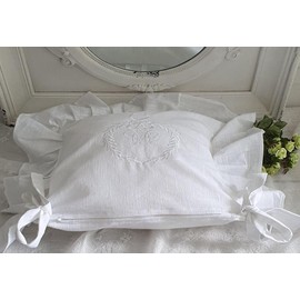 LillaBelle Chair Cushion Cover Amalie White Valance 3 Sides Cotton Shabby Vintage