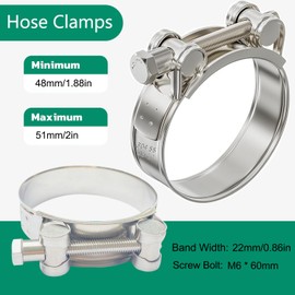 Stainless Steel Exhaust Clamp 48-51 mm Hose Clamps 4 Pieces Stainless Steel Joint Bolts Exhaust Pipe Clamp Strong and Robust Joint Bolt Clamp Stainless Steel Suitable for Motorcycle Drain Valve (4,