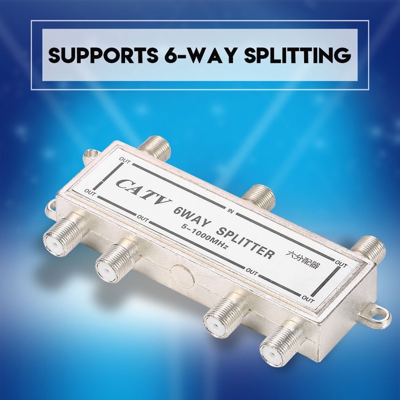 Wendry 6 Way Coaxial Cable Splitter, 5-1000MHz CATV TV Antenna