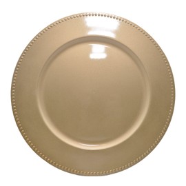 13 Inch Beaded Gold Plate Charger Set of 4
