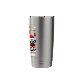 Merry Pugmas Santa Hat Pug Lover Ugly Sweater Christmas Dog Stainless Steel Insulated Tumbler