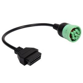 Bufeegua 9 Pin J1939 Male to 16 Pin OBD2 OBDII Female Right Angle Green Type 2 Adapter Cable for Heavy Duty Trucks and Commercial Vehicles for Freightliner Truck for Diagnostic Tool and ELD Tracker
