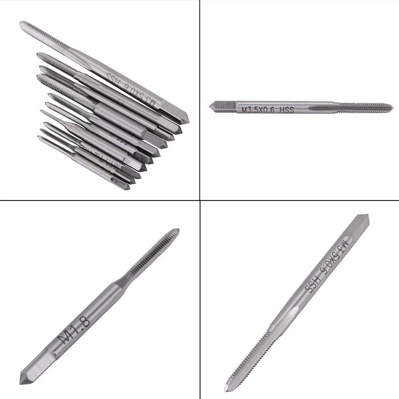 10pcs Mini Machine Hand Tap Set M1 to M3.5 Straight