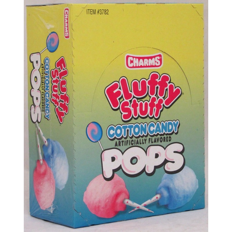 Charms Fluffy Stuff Cotton Candy Pop Candy 48 Box Flat
