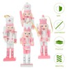 Happyyami 4pcs Pink Christmas Nutcracker Ornaments Candy Soldier Nutcracker Figurines