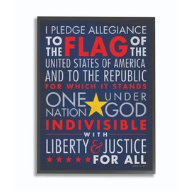 Stupell Industries The Pledge of Allegiance Textual Black Framed Wall Art, 16 x 20, Design by Artist Stephanie Workman Marrott