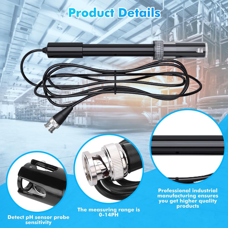 PH Electrode Probe, 0-14 PH Probe Electrode BNC PH Electrode