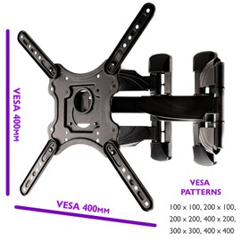 InstallerParts Corner TV Wall Mount for Most 23-55 Inch LED LCD OLED Plasma Flat Screen TVs with Full Motion Swivel and Tilt Articulating Dual Arm - VESA 400x400, Holds 132lbs, HDMI Cable