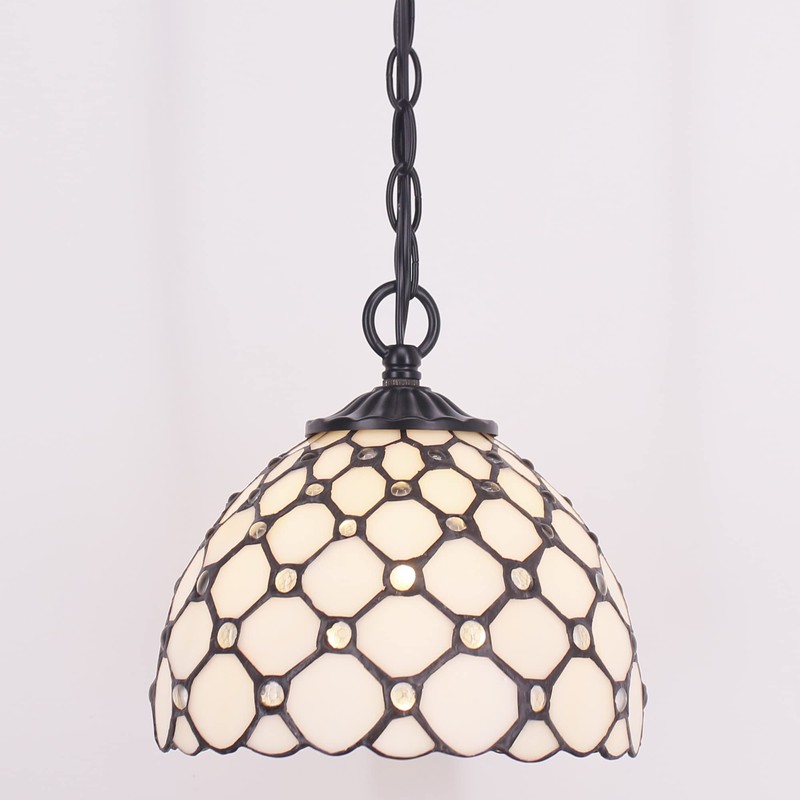 Small Tiffany Pendant Light Stained Glass Plug in Hanging Lamp