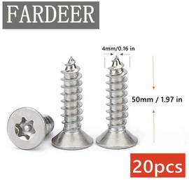 FarDeer Flat Head Socket Button Machine Screws M4/M5 Machine Screws Torx Machine anti-theft screws Security Silver Screws Anti-Theft Tamper (M4*50mm *20pcs)
