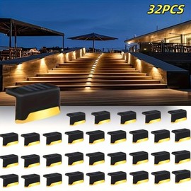 16PCS/32PCS solar LED deck lights - energy-saving, automatic sensor lights, waterproof lights, swimming pool lights, garden lights, energy-saving lights, easy to install, suitable for gardens, courtyards and paths Lamps Lighting - Colour: 16PCS- Gradient