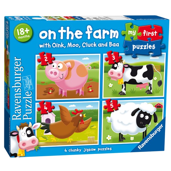 Ravensburger On The Farm, My First Jigsaw Puzzles (2, 3, 4 & 5 Piece) Educational Toys for Toddlers Age 18 Months and Up