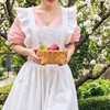 Women's Lace Bib Apron for Cooking – Ruffled Cotton-Polyester Pinafore