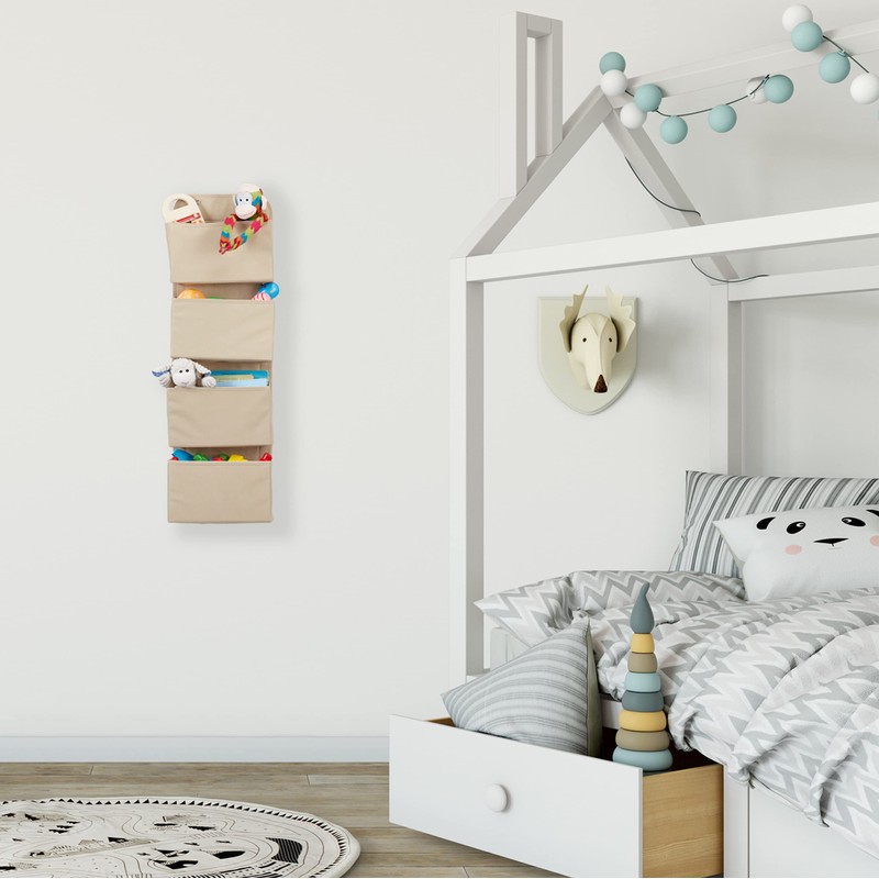 Relaxdays Hanging Organiser, 4 Compartments, Door Organiser with Hooks for