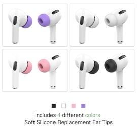 WQNIDE [4-Pairs] Ear Tips for Airpods Pro & Airpods Pro 2nd Generation Ear Tips (Silicone), Anti Slip Soft Silicone Airpods Pro Replacement Ear Tips Fit in The Charging Case (Black/White/Pink/Purple)