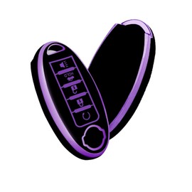 YALNORVA for Nissan Key Fob Cover, TPU Key Fob Case Cover Fits for Nissan Altima Rogue Sentra Maxima Armada Murano Pathfinder Versa Juke Infiniti Car Accessories Smart Key Holder, Purple Black
