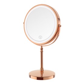 Lighted Makeup Mirror, 3000 mAh Rechargeable Double Sided Magnifying Vanity Mirror with 3 Colors, 1x/10x, 360° Rotation , Brightness Adjustable Magnification Cosmetic Light up Mirror, Women Gift