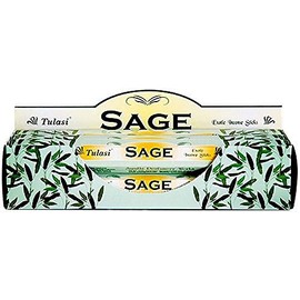 Sage - Box of Six 20 Stick Hex Tubes - Tulasi Incense