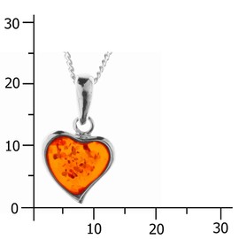 InCollections 051A200220890 Women's Heart Pendant 925/000 Sterling Silver and Amber Including Curb Chain Necklace 50 cm