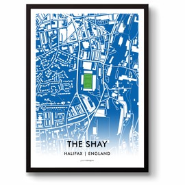 GroundDesigns FC HALIFAX TOWN Football Gift THE SHAY Stadium Art Map Unframed A3 Print