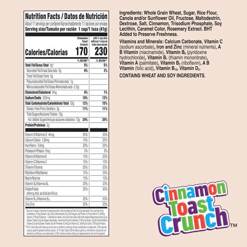 Cinnamon Toast Crunch Breakfast Cereal, Crispy Cinnamon Cereal, Large Size,