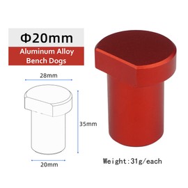 6 Pack Bench Dogs, Aluminum Alloy Bench Brake Inserts For 20mmDog Holes, A Woodworking Shop Essential (20mm,Red)