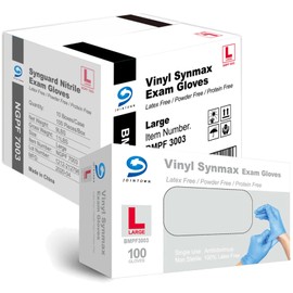 Jointown Basic Medical Synmax Vinyl Exam Gloves - Latex-Free & Powder-Free - Large, BMPF-3003(Case of 1,000)