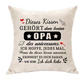 Hasodeo Best Grandpa in the Universe - Original Grandpa Gifts Grandfather Grandpa Cushion Cover Gifts for Grandpa Birthday Father's Day Memory Gifts Decoration Cushion 45 x 45 cm Keepsake (Grandpa)