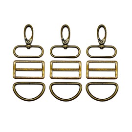 Goyunwell 1 1/2 inch Swivel Lobster Clasp with D Rings Tri Glide Swivel Hooks for Dog Collar Strap Hardware Purse Bag Making (Antique Bronze, 1 1/2 inch)