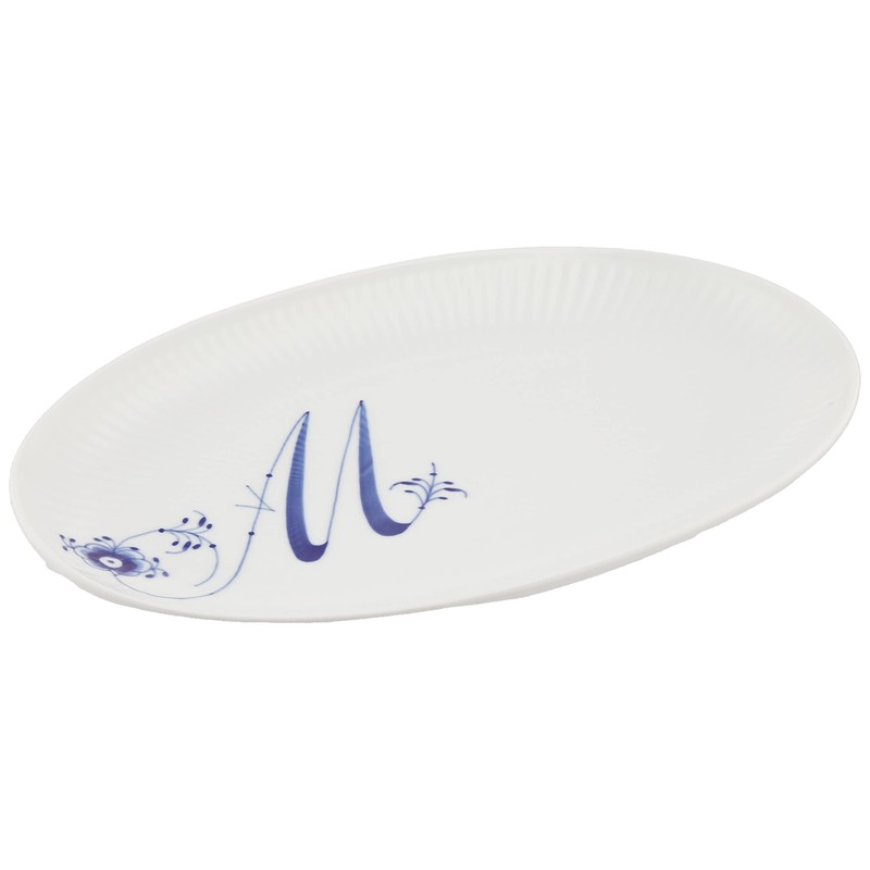 Royal Copenhagen 1028172 Blue Fluted Plain Alphabet Plate Plate "M"