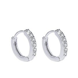 Healthy Clubs Jewellers 925 Sterling Silver Rhinestones Hoop Stud Earrings for Women (1061 Silver)