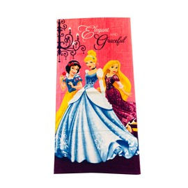 KOMARKIDS Princess Girls Elegant and Graceful Snow White Cinderella and Rapunzel Purple Towel